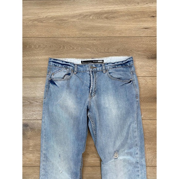 Buffalo Kenneth Slim Boot 36 x 32 Denim Jeans Light Wash Distressed - Picture 3 of 8